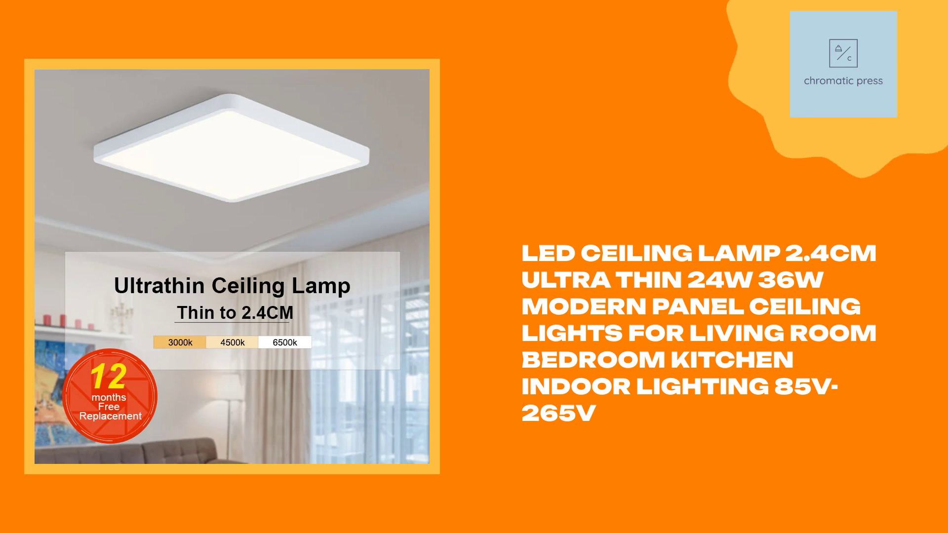 Led Ceiling Lamp 2.4cm Ultra Thin 24w 36w Modern Panel Ceiling Lights For Living Room Bedroom Kitchen Indoor Lighting 85V-265V by@Outfy